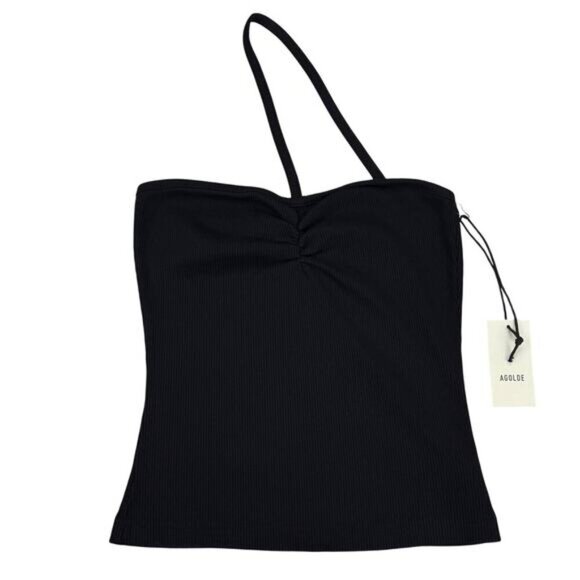 NWT AGOLDE Lola Gathered Front Tank Sz Small Black - Picture 2 of 7